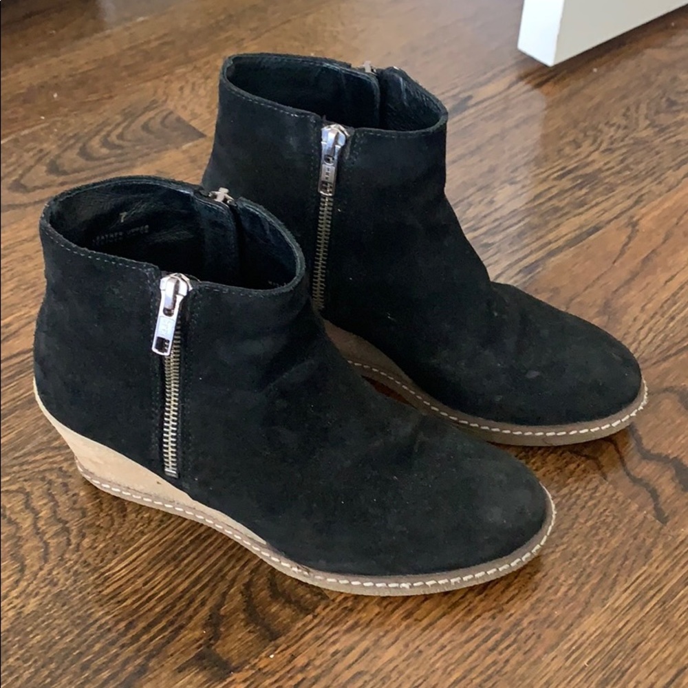 J.Crew bootie wedge zippered black 7